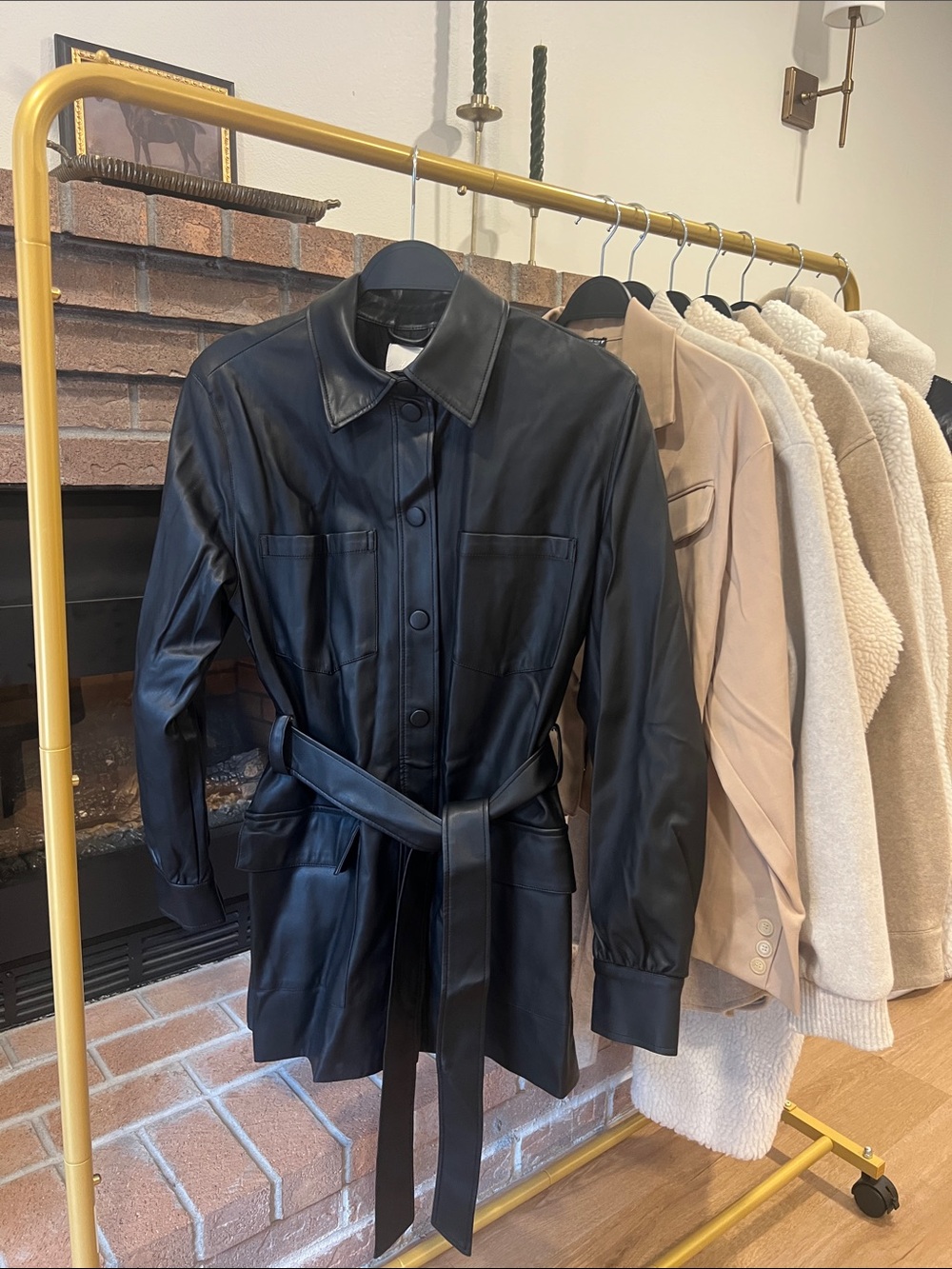 H&M Black Trench Coat with Belt